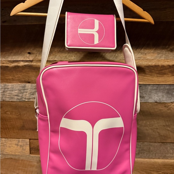 Trina Turk Handbags - Trina Turk Pink and White Bag with Pouch